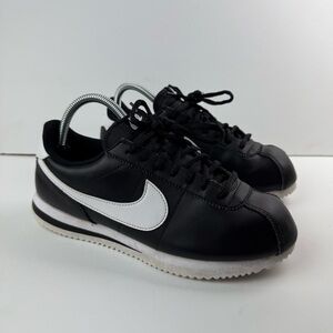 Nike Cortez Black White Swoosh DM4044 001 Leather Sneakers Shoes Men's Size 7.5